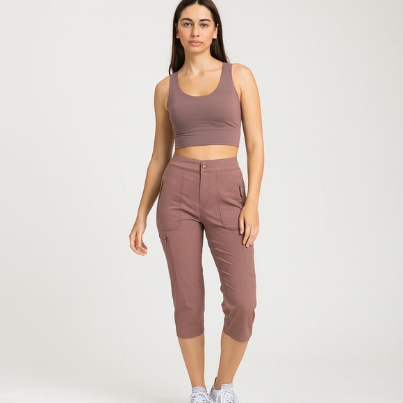 Columbia Pants - Columbia Capris, Rose Tan Savanna Hill Active Fit Stretch, Womens 12